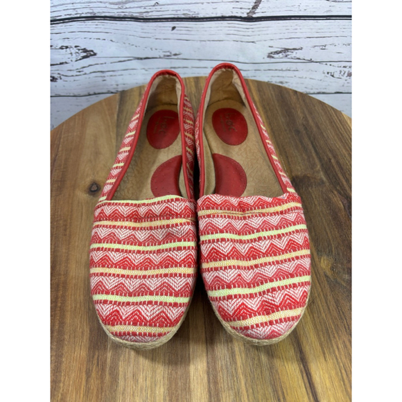 Women's b.o.c Red Yellow Patterned Espadrille Flats Size 11 - Picture 1 of 10